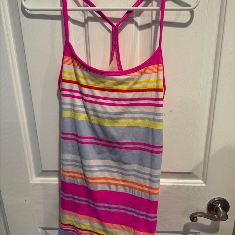 lululemon athletica Pink Striped Muscle Tee Total Y. Vintage